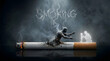 © net4up - Creative Anti-Smoking Concept with Burning Cigarette and Miniature Human Figure