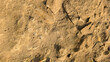 © Maule - Top view of dry sandy soil surface with faint footprints and shoe impressions, ideal for natural background, desert, or travel concept.