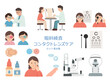 © Ys illustration - 眼科検査・視力測定とコンタクトレンズケアのセット素材集　眼科医・医療機器のフラットデザインイラスト