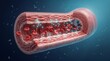 © Emmanuel - A medical illustration of a blood vessel with red blood cells and plasma