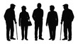 © Rono - Black silhouettes of five senior people standing in a row