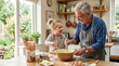 © Andrii  - Happy Grandfather and Granddaughter Baking Together in Bright Family Kitchen
