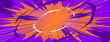 © klyaksun - Comic book background with radial lines and dynamic burst effect, abstract vector cartoon banner with halftone texture. Pop art explosion pattern with purple orange rays, vibrant manga bg with flash