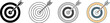 © Doa - Darts icon set, outline dartboard symbols, target concept, sports game, bullseye, accuracy, competition, success, modern vector illustration