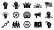 © Dipa - Collection of black and white icons representing juneteenth freedom celebration and african american history themes