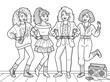 © mannan design - 80's Ladies coloring page on an isolated white background. Generated with AI