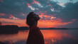 © Yuwarin - woman enjoying sunset alone, peaceful emotional mood