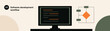 © Cranium_Soul - Minimalist software development workflow illustration with source code editor and process diagram.