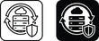 © A S H I K  - Modern graphic icons showing cloud data storage with security shield and circular arrows indicating syncing process