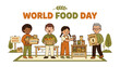 © AbuAbdillah - World Food Day Celebration: Diverse people of all ages come together on World Food Day to donate and share food, promoting unity and the fight against hunger.