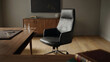 © Saiful - Modern black leather office chair in professional workspace illustration