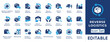 © SM -Studio - Reverse logistics and product returns icon set featuring return shipping, tracking, inspection, refunds, exchanges, restocking, refurbishment, recycling, and disposal.