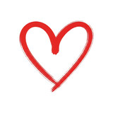 Hand drawn red heart icon with brush texture