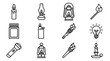 © Sugar - Collection of light sources icons: candle, lantern, torch, match, lighter, flashlight, lightbulb