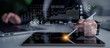© InfiniteFlow - Business analyst engages with digital graphs and data visualizations on a tablet, reflecting modern analysis techniques in a professional setting. Scalp