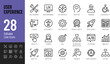 © Sebani - User experience UX and UI design line icons set for web development interface optimization product testing research prototyping and workflow strategy vector,