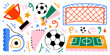 © Amala - Soccer Equipment And Field Elements Colorful Vector Illustration