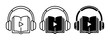 © Atique0125 - Audiobook Icons, Headphones and Play Button on Open Book, Digital Media Symbols, Black and White Vector Set