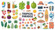 © Muaz - Tropical Paradise vector illustration of exotic fruits, flowers, beach and vacation elements