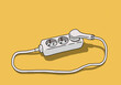 © fStop - White power strip plugged into itself on yellow background
