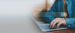 © ภัทรชัย รัตนชัยวงค์ - Online search interface on laptop with search bar and magnifying glass icon, representing web search, SEO optimization, information discovery, digital marketing, internet browsing search technology.
