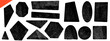 © Syuzann q - Grunge geometric shapes with rough ink and linocut grain texture. Dark grunge shape set with brush frame including triangle, diamond, arch and oval. Hand drawn vector elements for sticker and tag