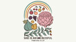 © m gusafif - She is resourceful Proverbs 31:25 bible verse quote. Graphic print for wall art and t shirt. Boho rainbow with mixed fruits and protea flower. Hand drawn aesthetic illustration in earth tones.