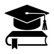© Sumon - Graduation cap resting on top of an open book symbolizes academic achievement.