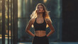 © JosPatricio - Fit young woman wearing sportswear standing confidently in a green park after a workout. Healthy lifestyle, fitness, exercise, and wellness concept with natural light.