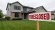 © Muneeb - Foreclosed real estate sign on lawn of modern suburban residential