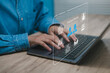 © Kanokwan - Employee benefits management concept with digital HR interface showing compensation on laptop, health insurance, paid leave, employee wellness, workforce management, and human resources administration