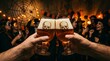 © Purple 2 - Friends cheering with glasses of beer at a festive happy halloween party in a dark decorated pub