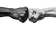 © Lady O - A close up, black and white photograph of two hands executing a fist bump.