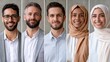 © AlirezA - Diverse group of people smiling together in a studio setting with neutral backgrounds