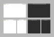 © Ezra - Browser Window UI Kit. Modern Web Browser Mockup Templates in Light and Dark Mode. Blank Internet Window Interface Collection. Flat Vector Illustration.