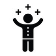 © MDHUMAYOUN - Person with arms raised and plus signs above head symbolizing success or positivity