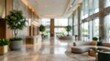 © Rajnikant - Blurred luxury hotel lobby interior modern office building reception lounge area abstract background bokeh architecture design