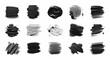 © ZINIYAISLAM - Black paint brush strokes collection, set of 15 ink texture smears and artistic swatches, monochrome acrylic dabs for graphic design and digital art
