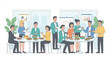 © Nure - Business people having lunch together and networking during office break.
