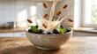 © Anggit - Milk splashing into bowl with blackberries and almonds