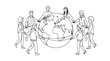 © Gacor - Diverse people holding hands around planet Earth, global unity and connection