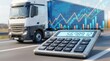 © Arx PhotoStock - Trucking industry financial analysis with calculator and stock market graph.