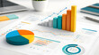 © Doel Studio - Colorful growing 3d bar chart and pie graph on printed report. Concept of financial accounting audit and corporate business strategy.