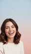 © CrazyJuke - Joyful Laughter: A young woman with a radiant smile and sparkling eyes expresses pure happiness, her head tilted back in a moment of uninhibited laughter.