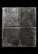 © Hiu - Four textured dark gray square tiles arranged in a grid on black