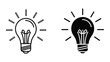 © ASHRAFUR  - Glowing Light Bulb Icons Set Featuring Outline and Solid Black Vector Illustrations for Design