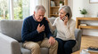 © Andra - Elderly Man Suffering Chest Pain, Woman Calls Emergency Services