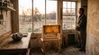 © Alexandr - Beekeeper gathers composure beside honeycomb in workroom