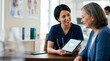 © Hendrik - Doctor showing heart health data on tablet to senior patient in clinic