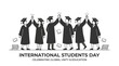 © mbah - A group of diverse graduates in academic robes celebrating International Students Day together.